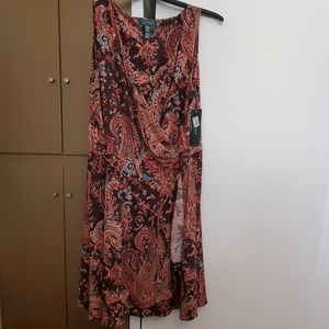 RALPH LAUREN Brown Stretch Jersey wrap dress